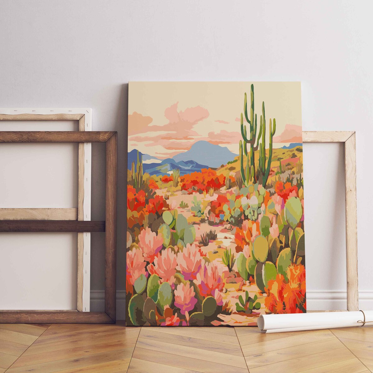 Malowanie po numerach, zestaw DIY – PASTELOWA PUSTYNIA 50x70 cm- Produkt PL