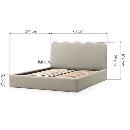 Łóżko 160x200 cm ze stelażem i pojemnikiem bouclé beżowe