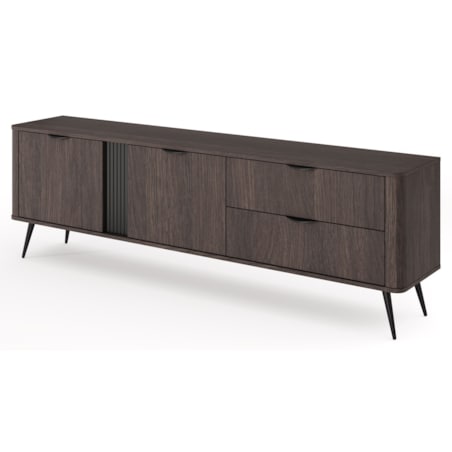 Szafka RTV 195 2D2S ERIS ryflowana na wysokich nóżkach