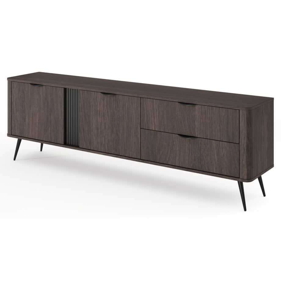 Szafka RTV 195 2D2S ERIS ryflowana na wysokich nóżkach