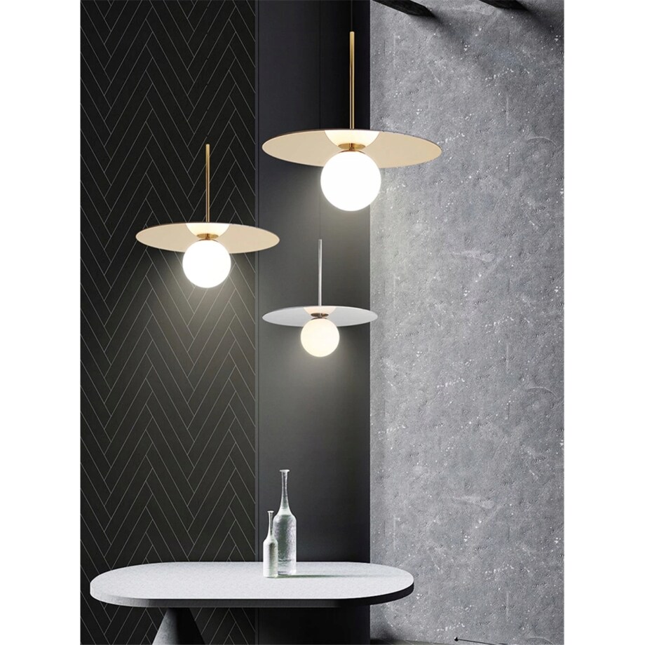 Lampa Wisząca Nowoczesna Złota Biały Szklany Klosz