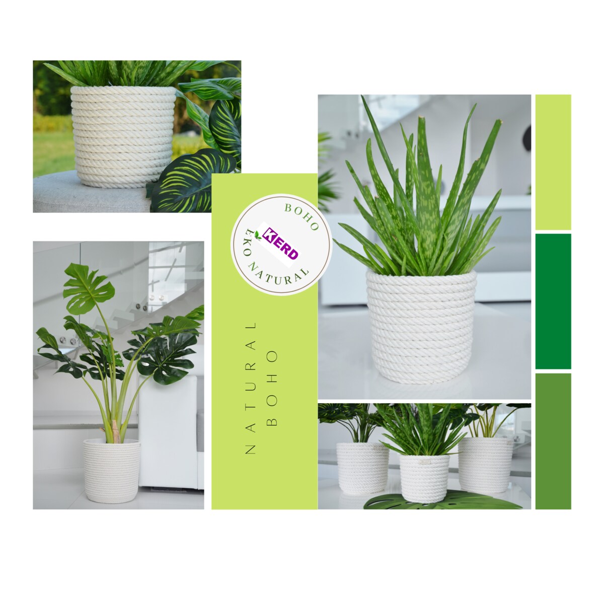 STANDI Lampka stołowa h 32 cm Boho naturalny sznurek jutowy pleciony * styl etno skandi skandynawski* lampka nocna biurkowa * biały abażur + juta