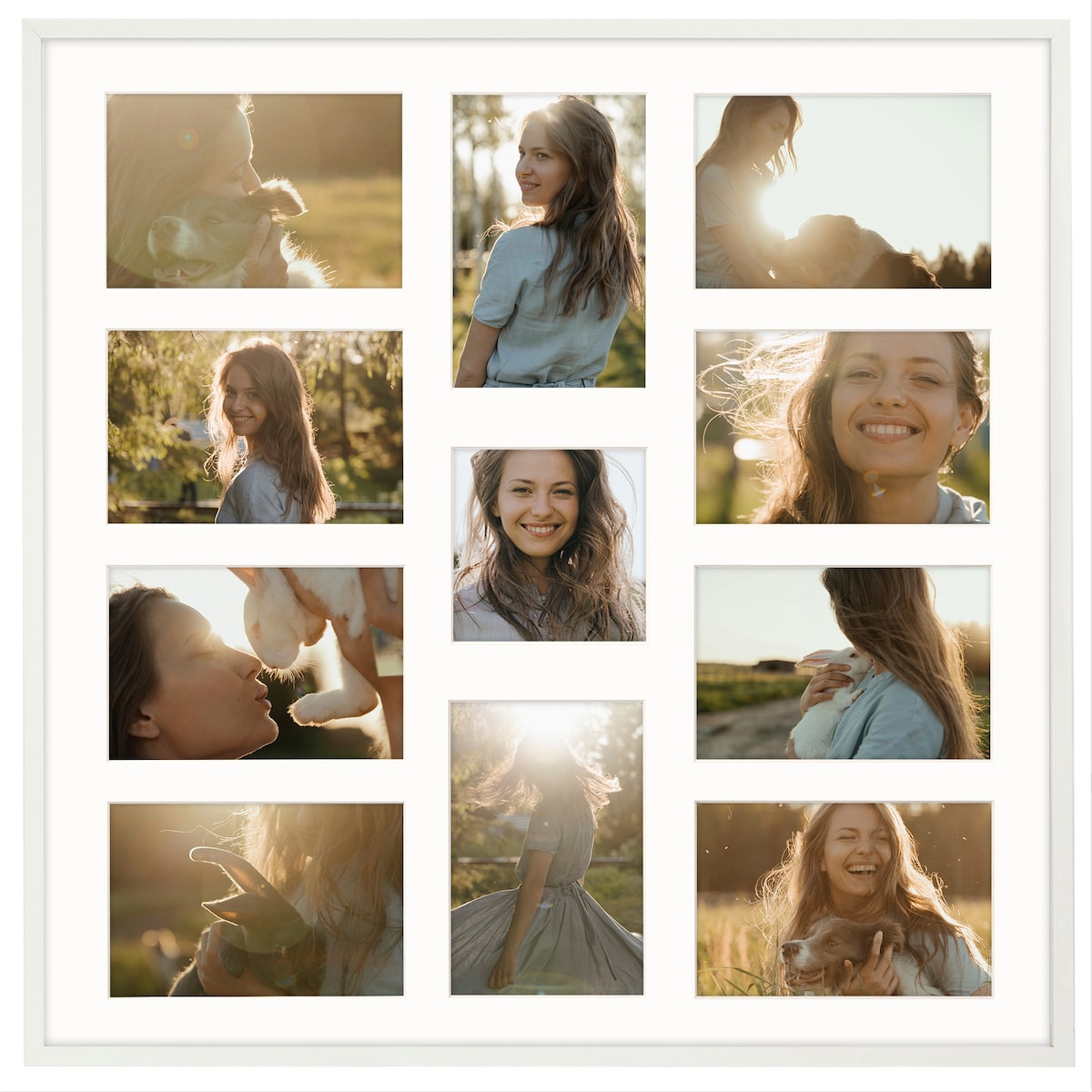Ramka na zdjęcia 1x 10x10 10x 10x15 biała galeria na 11 zdjęć multirama 50x50 FRAMAI