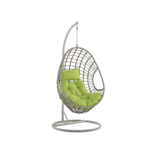 Fotel wiszący ze stojakiem z technorattanu beżowoszary ARPINO