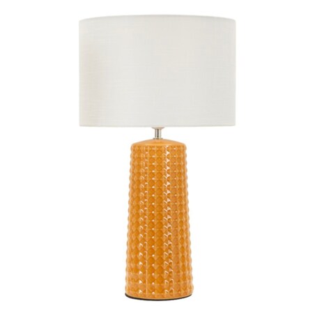 Lampa stołowa Gliss, kolor musztardowy i biały, ceramika, żelazo i tkanina, 30 x 30 x 52 cm, 1 x E27, max. 40 W, styl nowoczesny, Mauro Ferretti