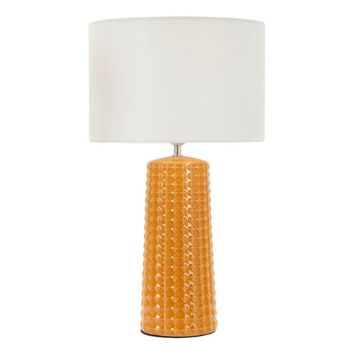 Lampa stołowa Gliss, kolor musztardowy i biały, ceramika, żelazo i tkanina, 30 x 30 x 52 cm, 1 x E27, max. 40 W, styl nowoczesny, Mauro Ferretti