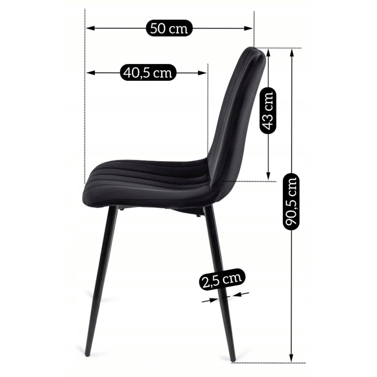 Krzesło Welurowe Czarne Do Salonu IBIS