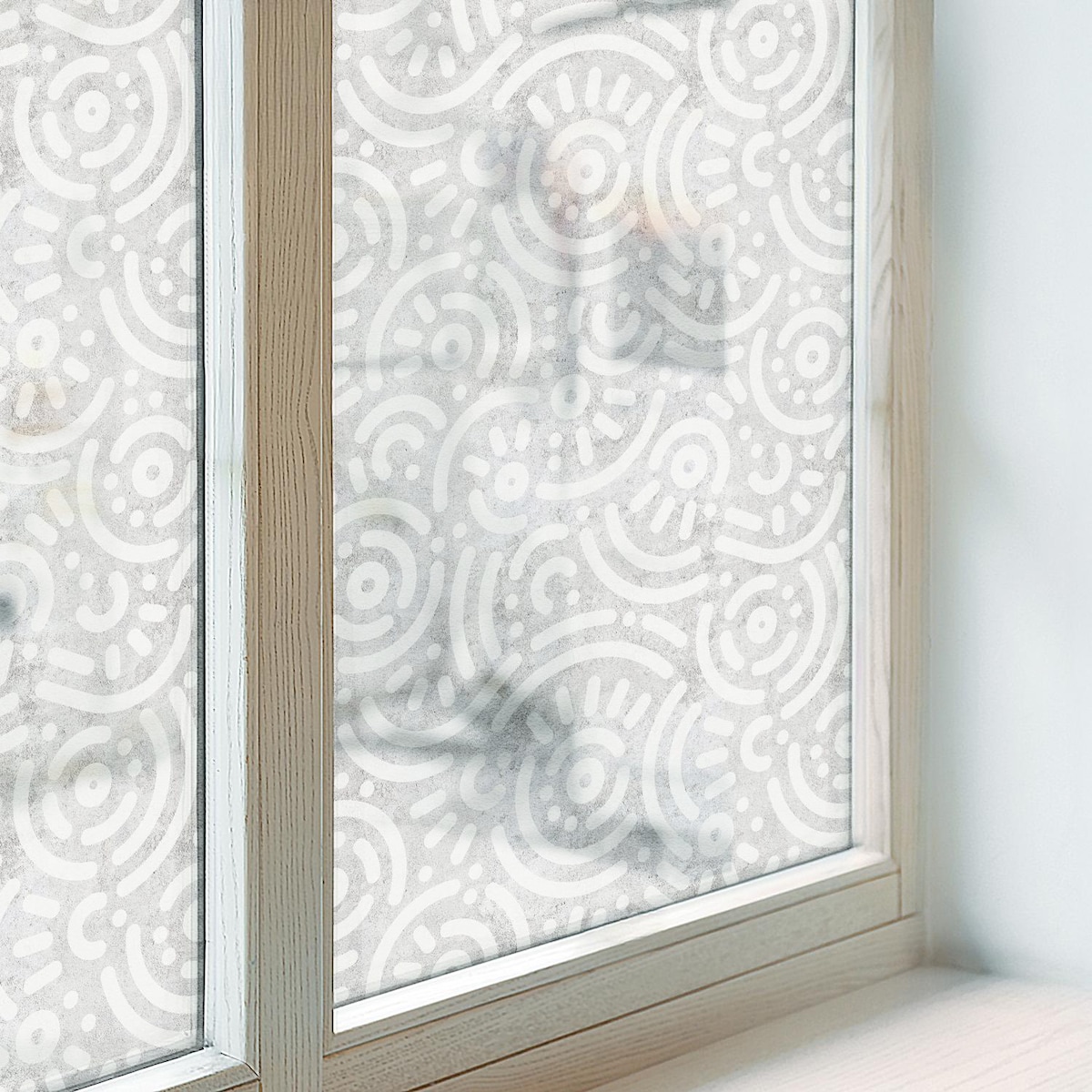 Witraż samoprzylepny chroniący prywatność - Abstrakcyjne linie na szarym tle - 100x146 cm