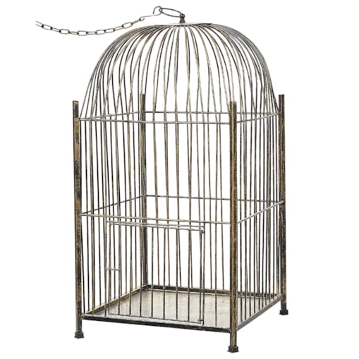 Lampion metalowy 62 cm postarzany złoty COMOROS