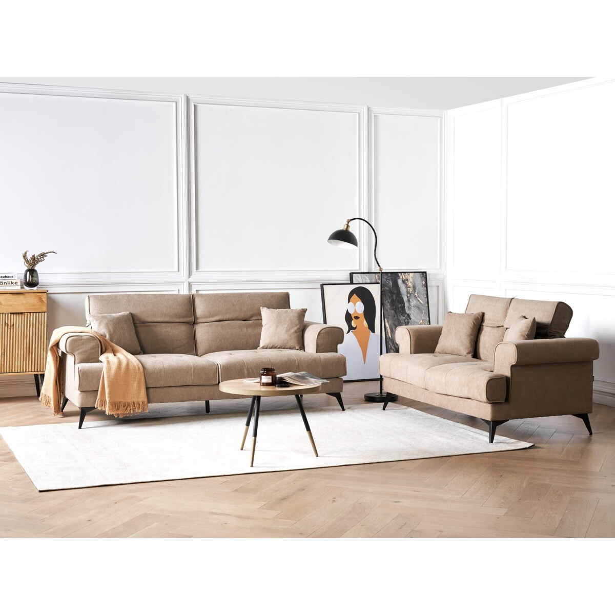 Sofa 3-osobowa jasnobrązowa SKIVE