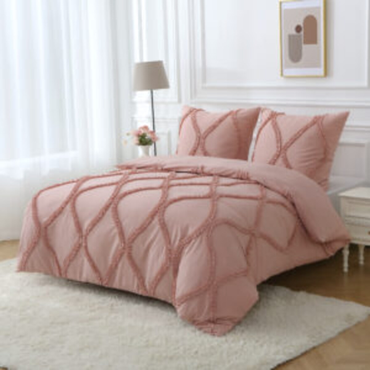 pościel "royal" 200x220 cm mikrofibra pudrowy róż