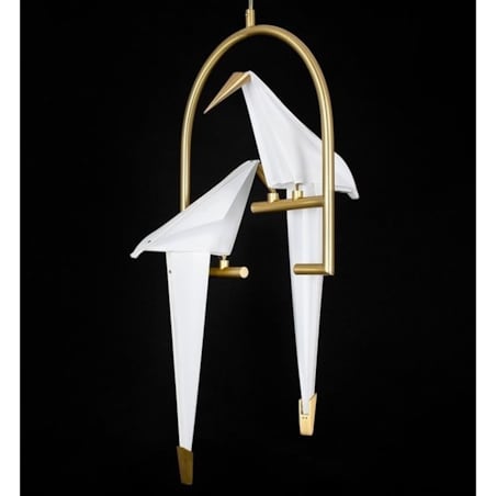 Wisząca lampa Loro MD8113-2 LED 19W ptaki białe złote