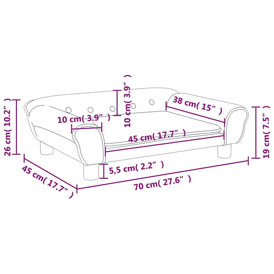 vidaXL Sofa dla dzieci, kremowa, 70x45x26 cm, aksamit