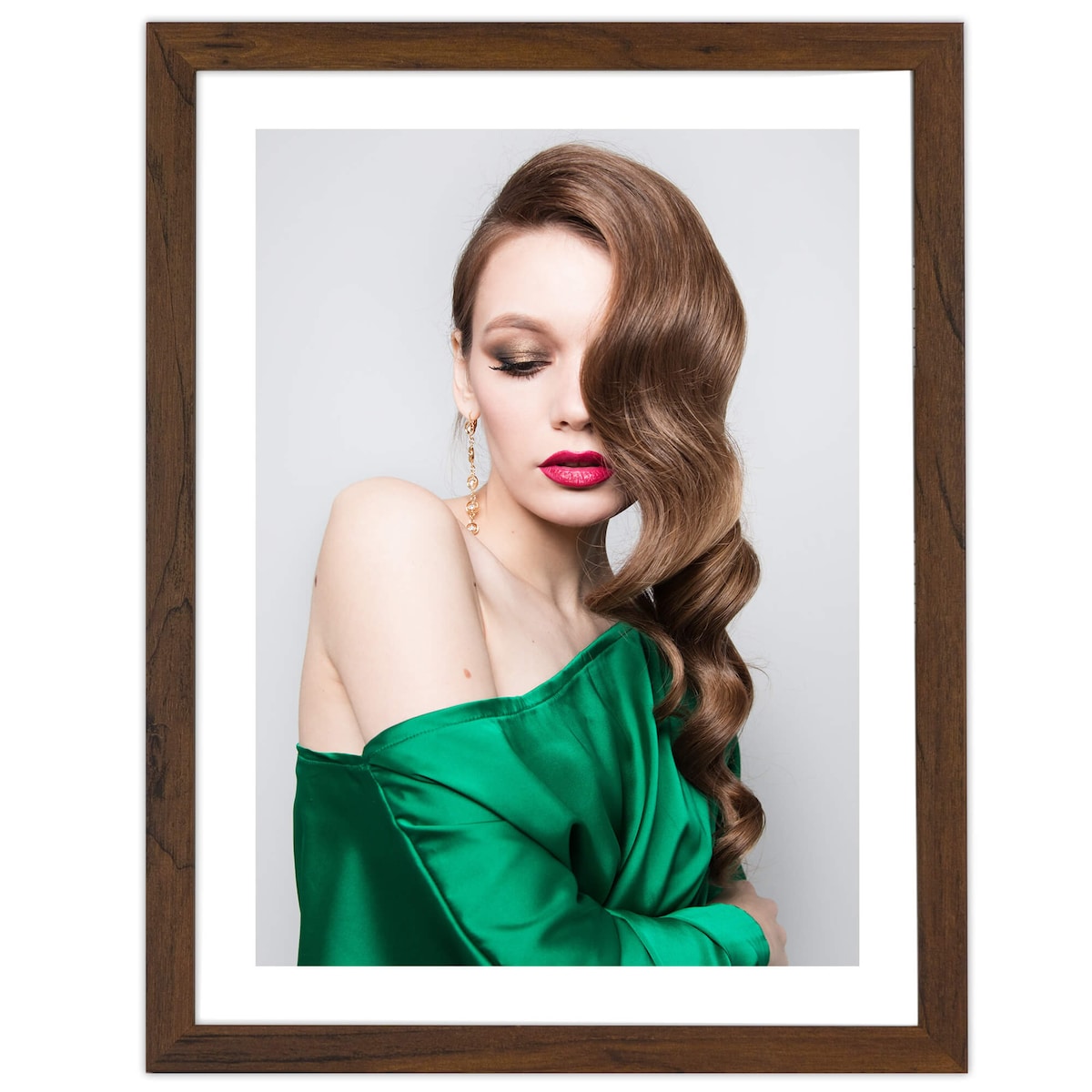 Ramka na zdjęcia 30x40 cm brązowa rama MDF z plexi do powieszenia pion poziom klasyczna ramka