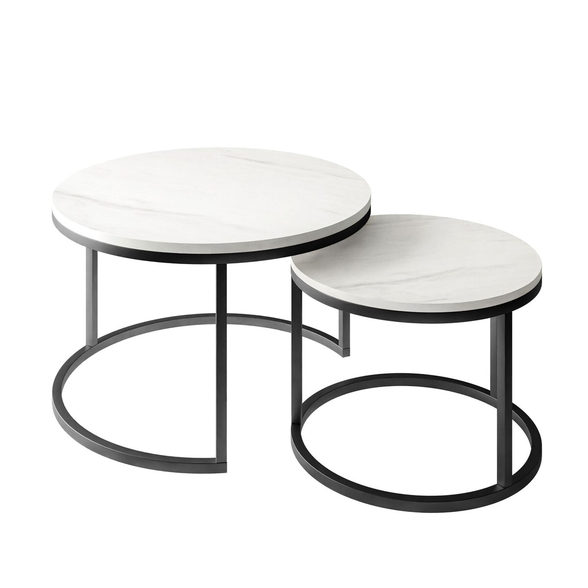 Okrągły stolik kawowy CIRI 2w1 czarny marmur levanto 50/70 cm