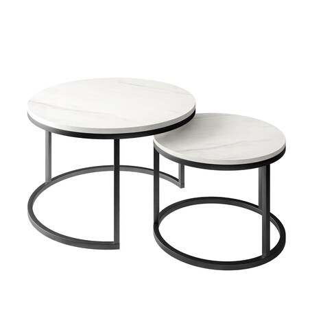 Okrągły stolik kawowy CIRI 2w1 czarny marmur levanto 50/70 cm