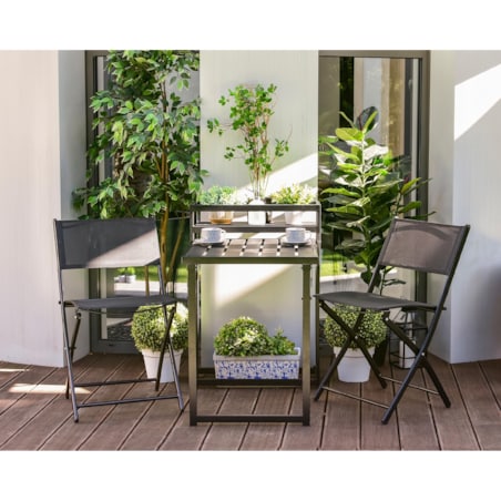 Zestaw składanych mebli ogrodowych z doniczką