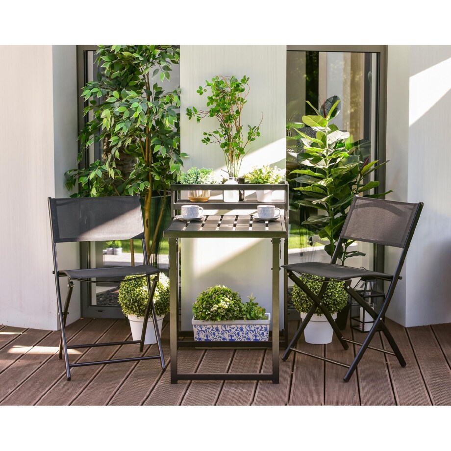 Zestaw składanych mebli ogrodowych z doniczką