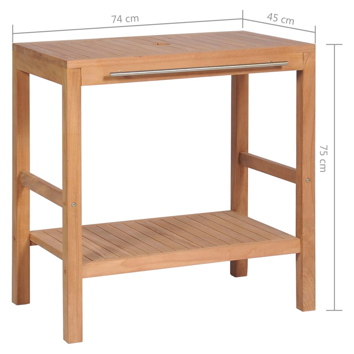 vidaXL Szafka łazienkowa pod umywalkę, lite drewno tekowe, 74x45x75 cm