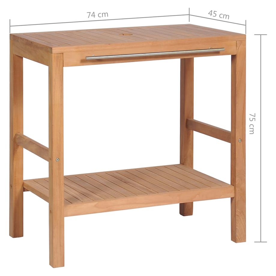 vidaXL Szafka łazienkowa pod umywalkę, lite drewno tekowe, 74x45x75 cm