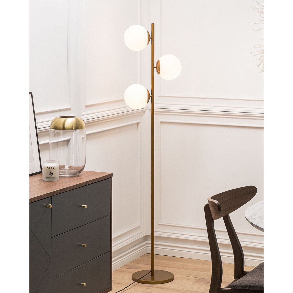 Lampa podłogowa metalowa złota WADI