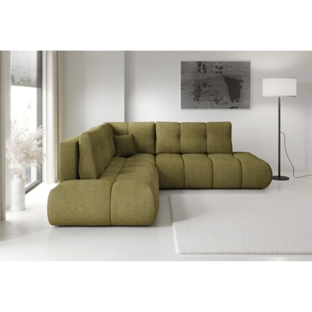 Narożnik pikowany, rozkładany z funkcją spania SOHI, Flow 12 - zielony