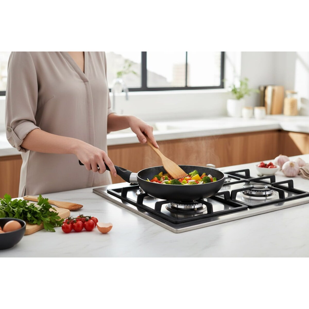 Patelnia do smażenia ceramiczna 28 cm czarna indukcja gaz ZILNER