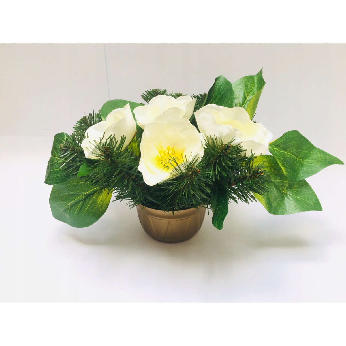 GOTOWY STROIK bukiet podkład w doniczce na cmentarz grób mamy babci kwiaty