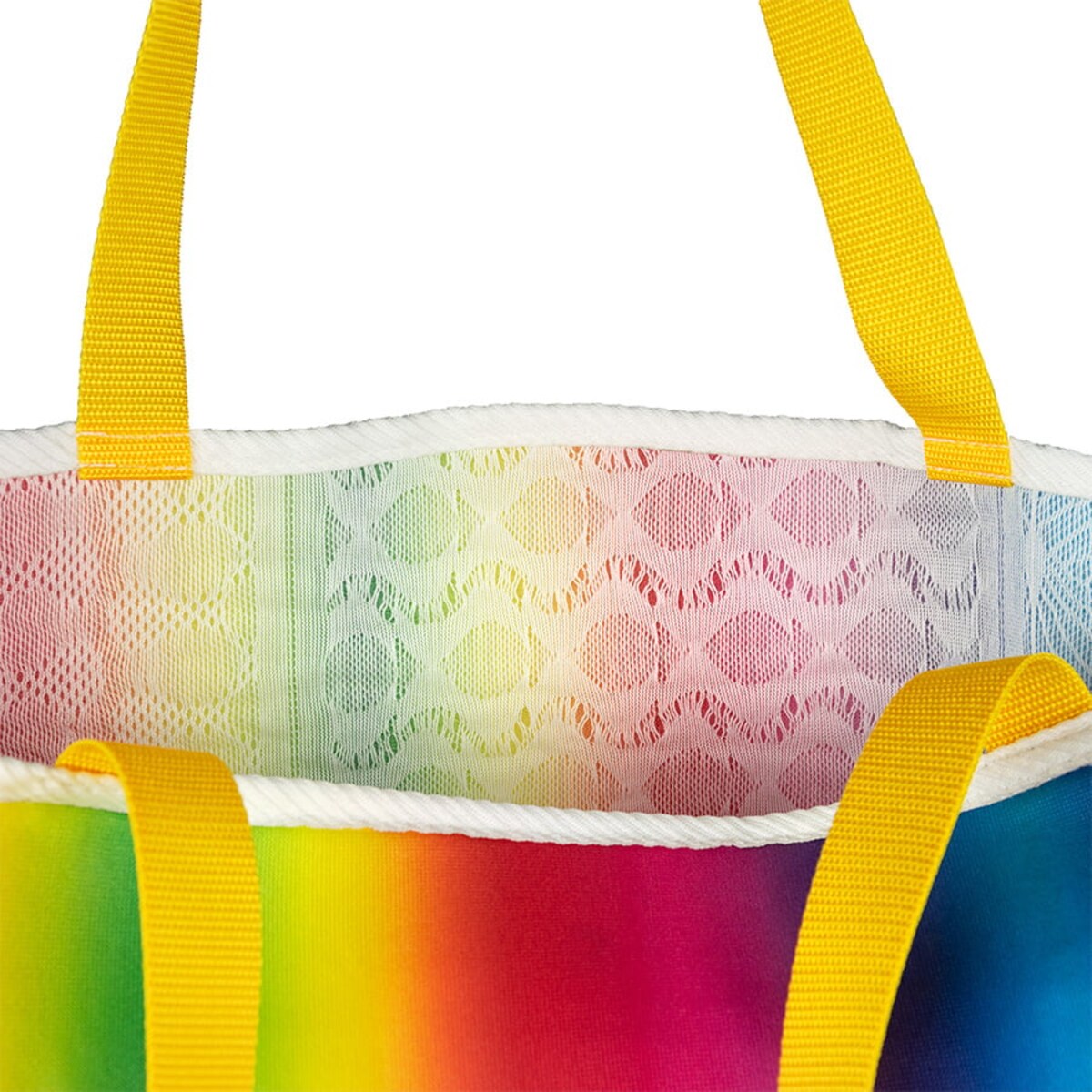 Torba na zakupy trapezowa 67x42 cm dwustronna tęczowa lub koronka