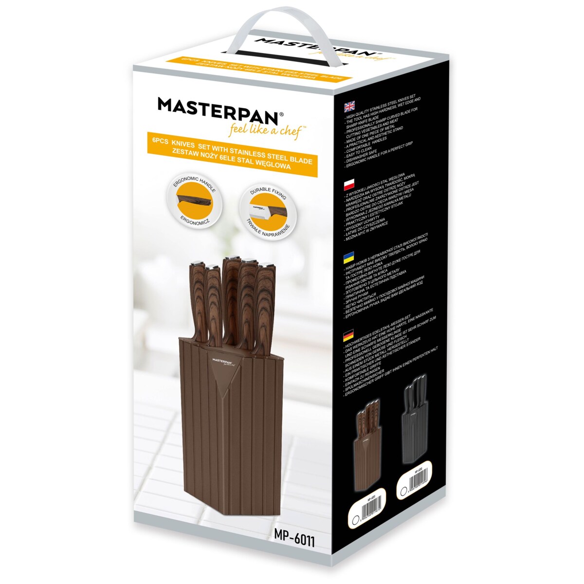 Zestaw Komplet Noży Kuchennych Marmurkowe W Bloku 6 El. Ostre Premium