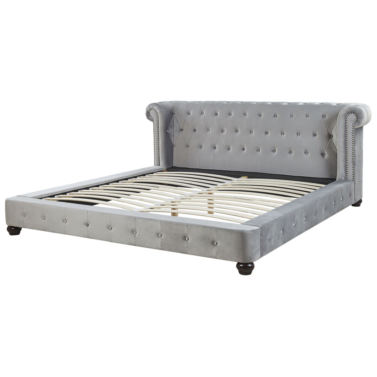 Łóżko welurowe 180 x 200 cm szare CAVAILLON