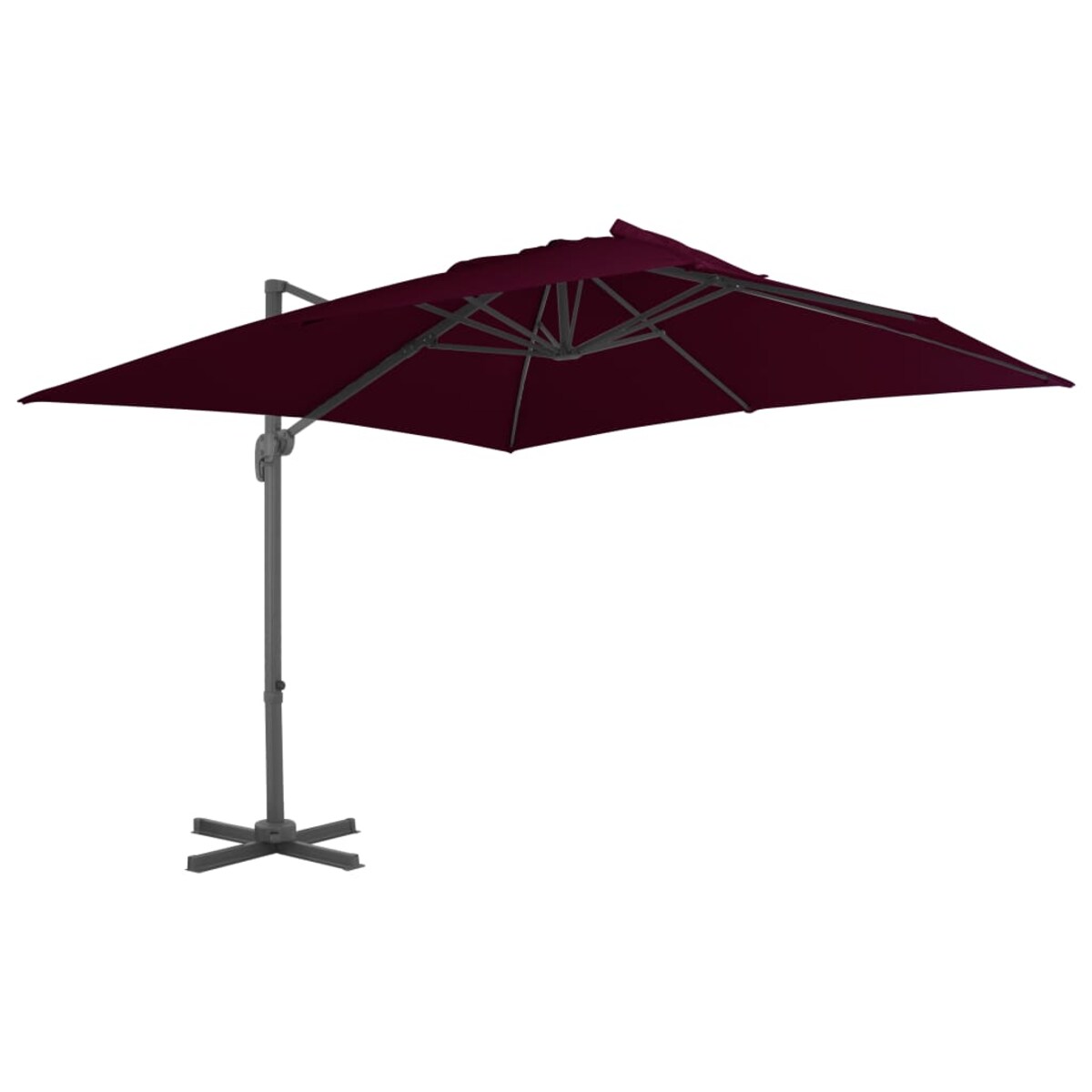 vidaXL Parasol wiszący z aluminiowym słupkiem, 300x300 cm, bordowy