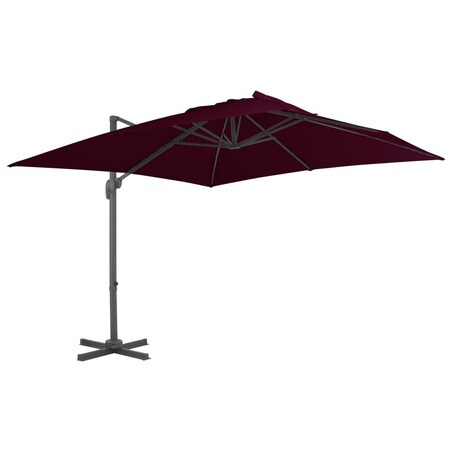 vidaXL Parasol wiszący z aluminiowym słupkiem, 300x300 cm, bordowy