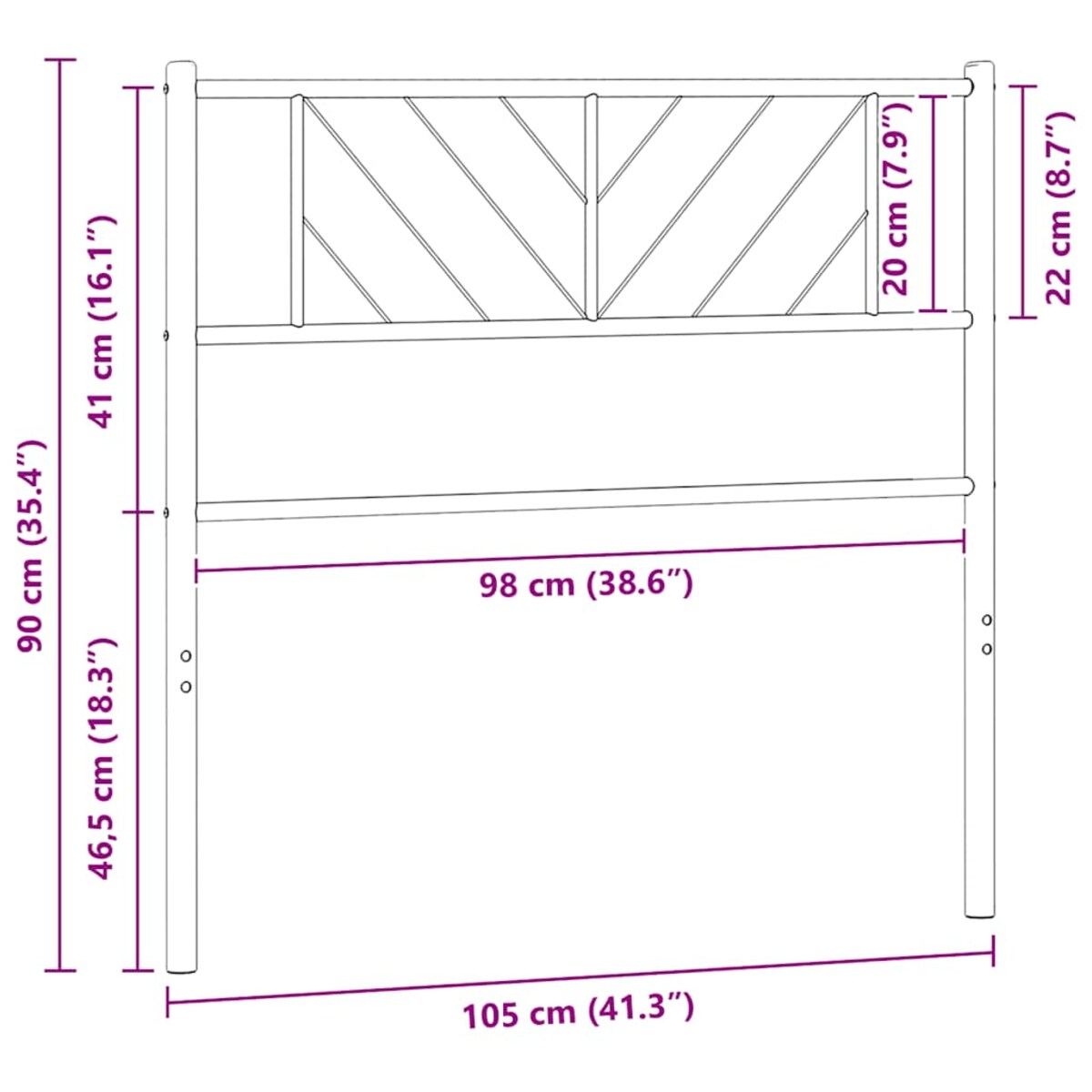 vidaXL Metalowe wymienne wezgłowie, czarne, 100 cm