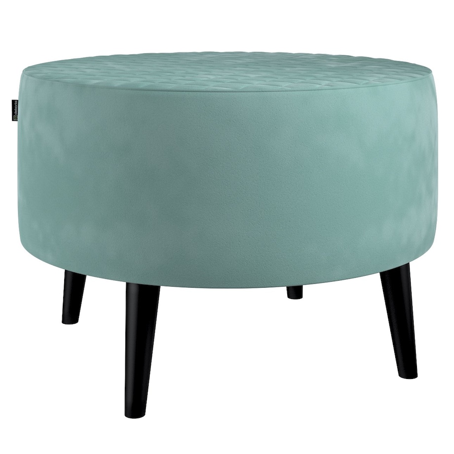 Podnóżek okrągły pikowany, szara mięta, Ø60 x 40 cm, Velvet