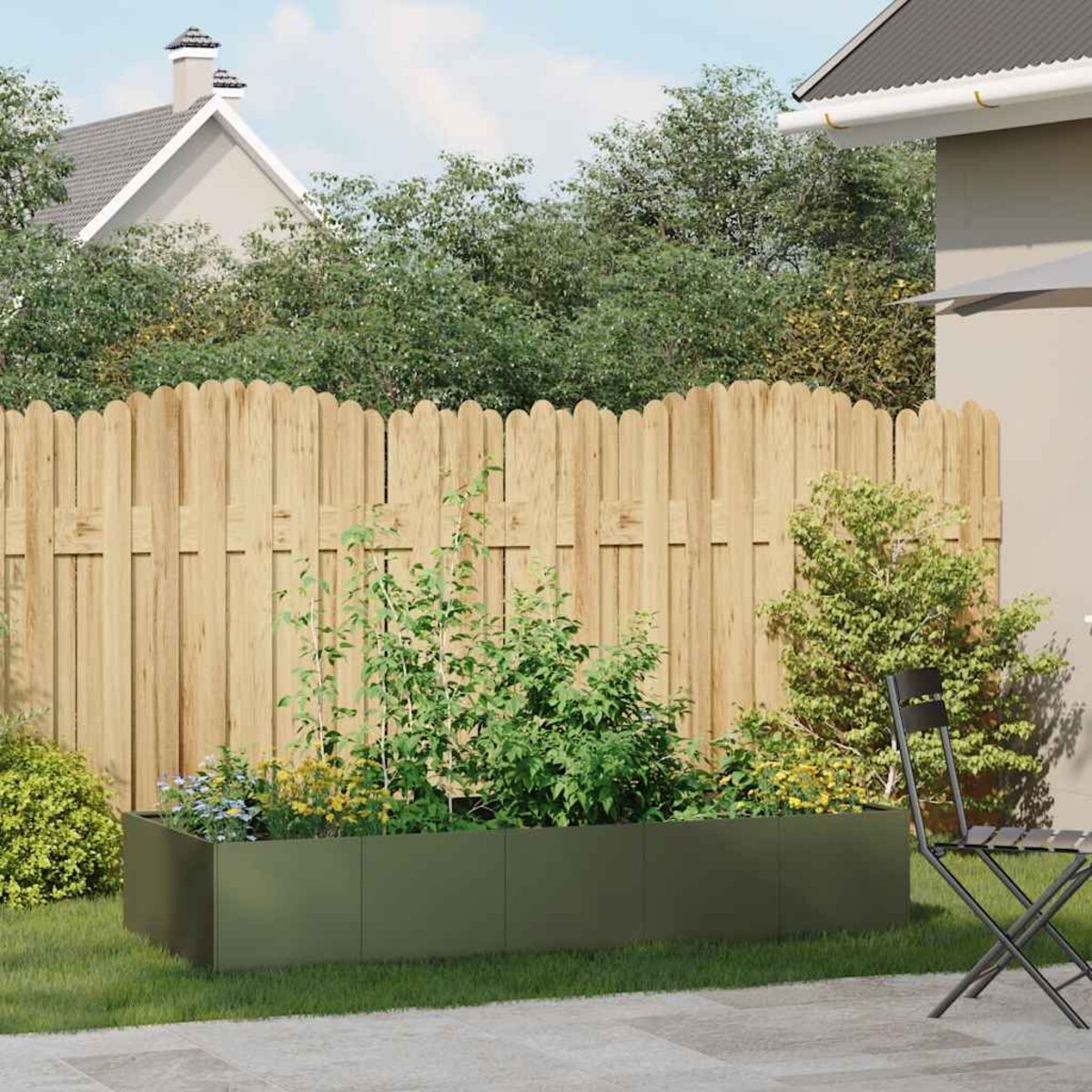 vidaXL Doniczka Oliwkowo-zielona 200x80x40 cm Stal