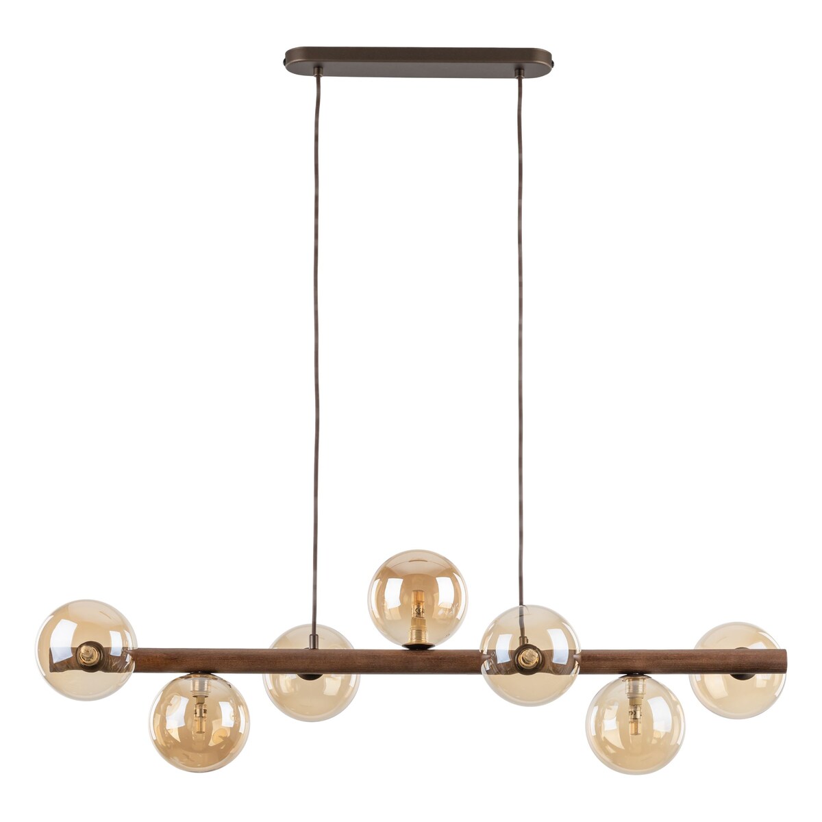 Lampa wisząca TK Lighting ESTERA WOOD 11096, 7xG9, bursztynowe szkło, drewno, glamour