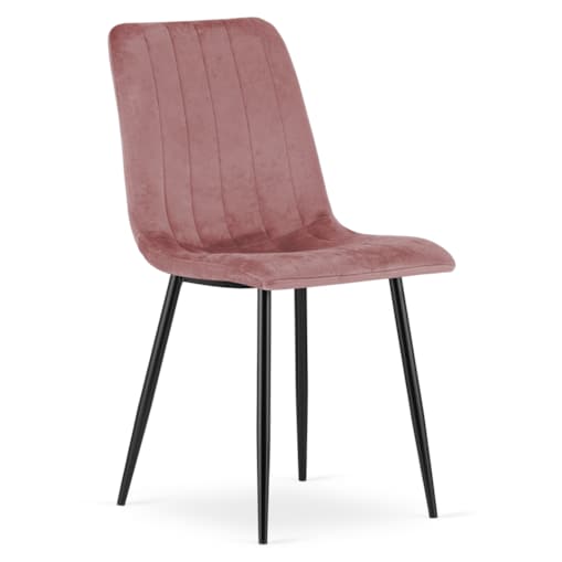 Krzesło Lava w nowoczesnym stylu do jadalni - Różowy Aksamit / Nogi Czarne