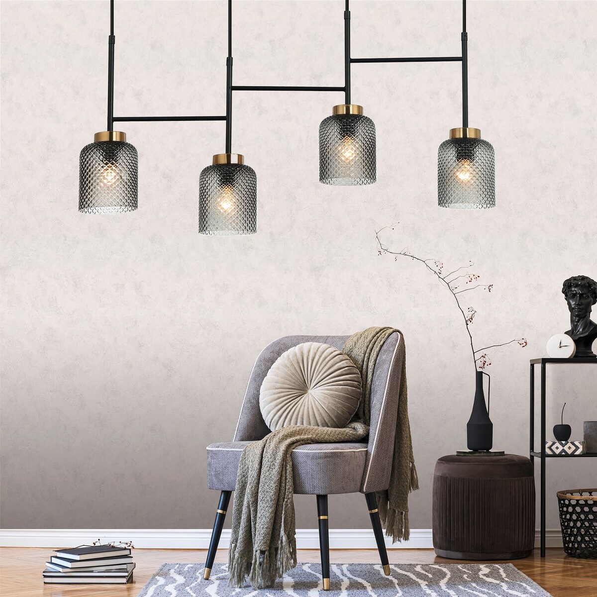 Lampa sufitowa wisząca złota czarna 4xE27 APP1266-4CP