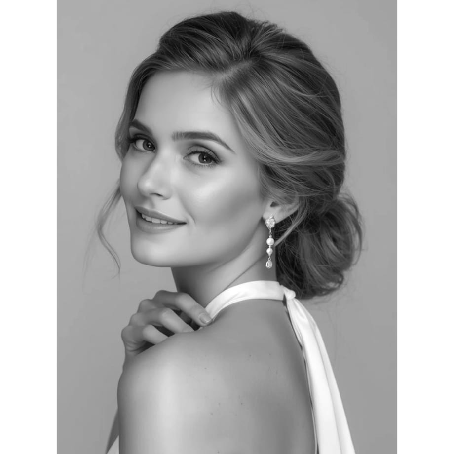 Długie kolczyki SREBRNE perłowe perły wiszą proste NOWOCZESNE klasyczne