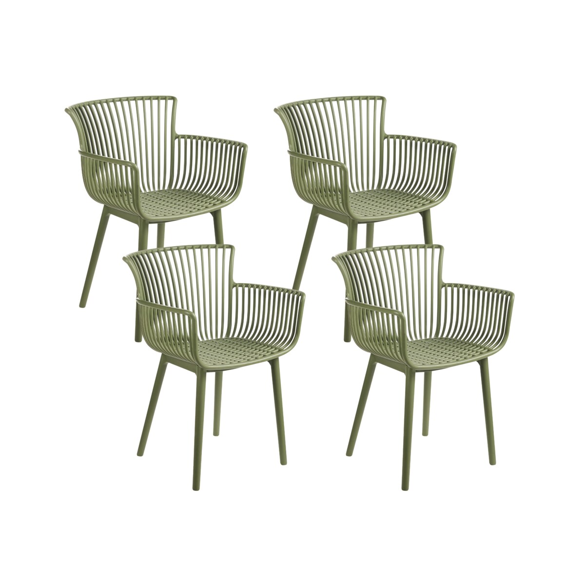Zestaw 4 krzeseł ogrodowych PESARO Zielony