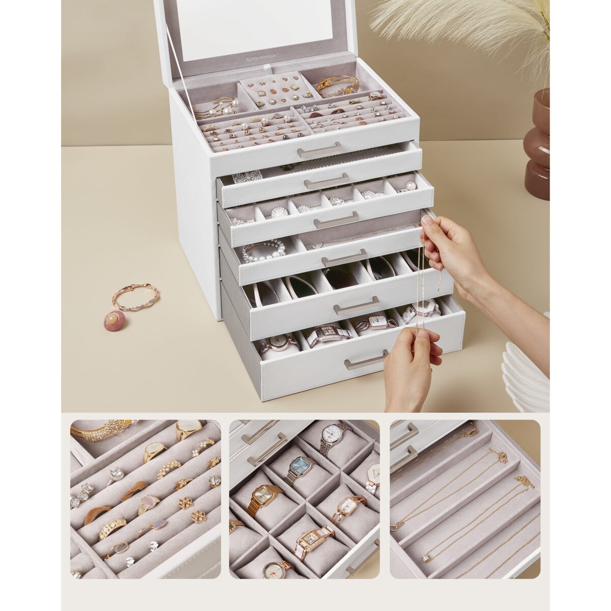 Kasetka Na Biżuterię 30,2X21X31,3 Cm Biały