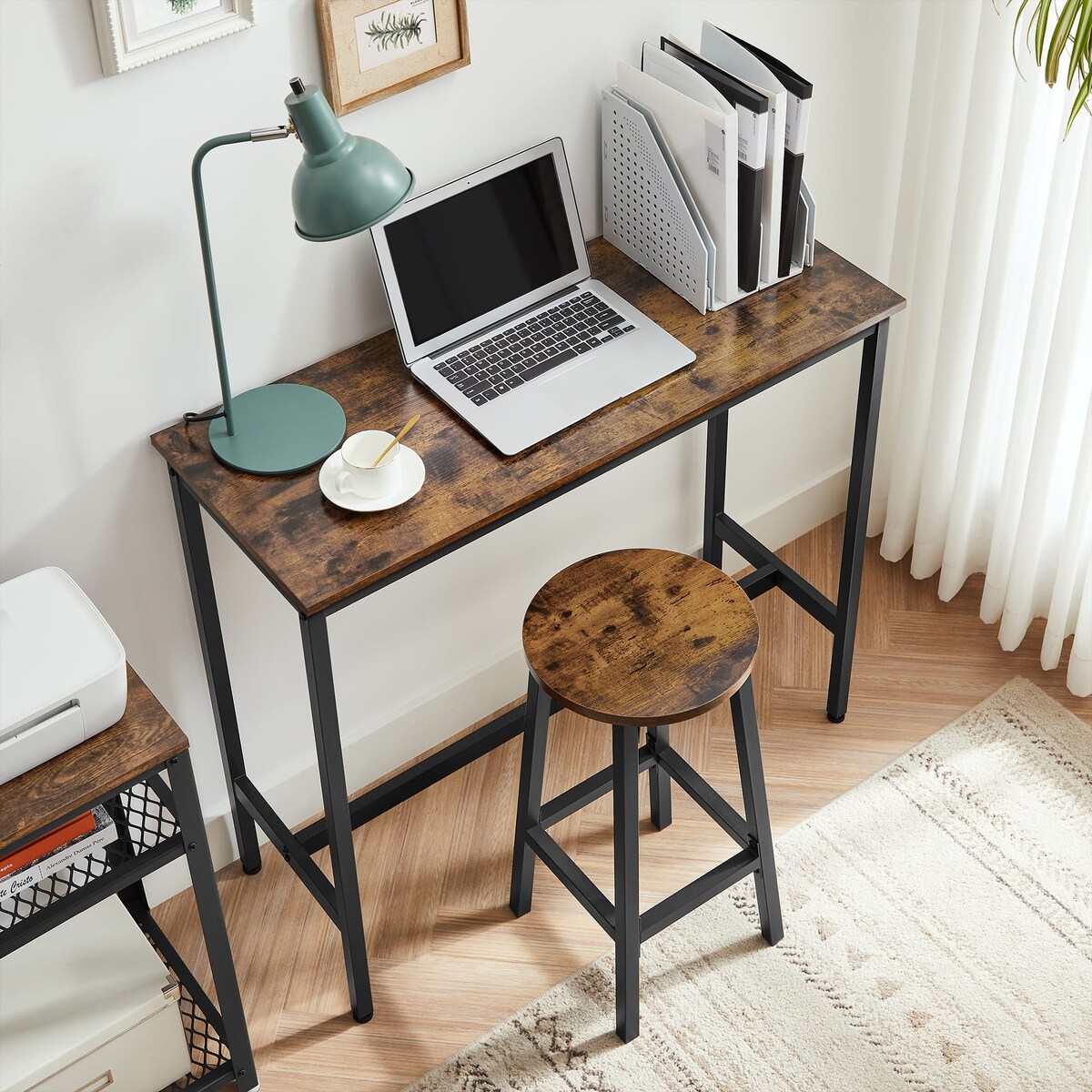 Stół Barowy + 2 Taborety Do Jadalni Kuchni Salonu Biura Brązowy