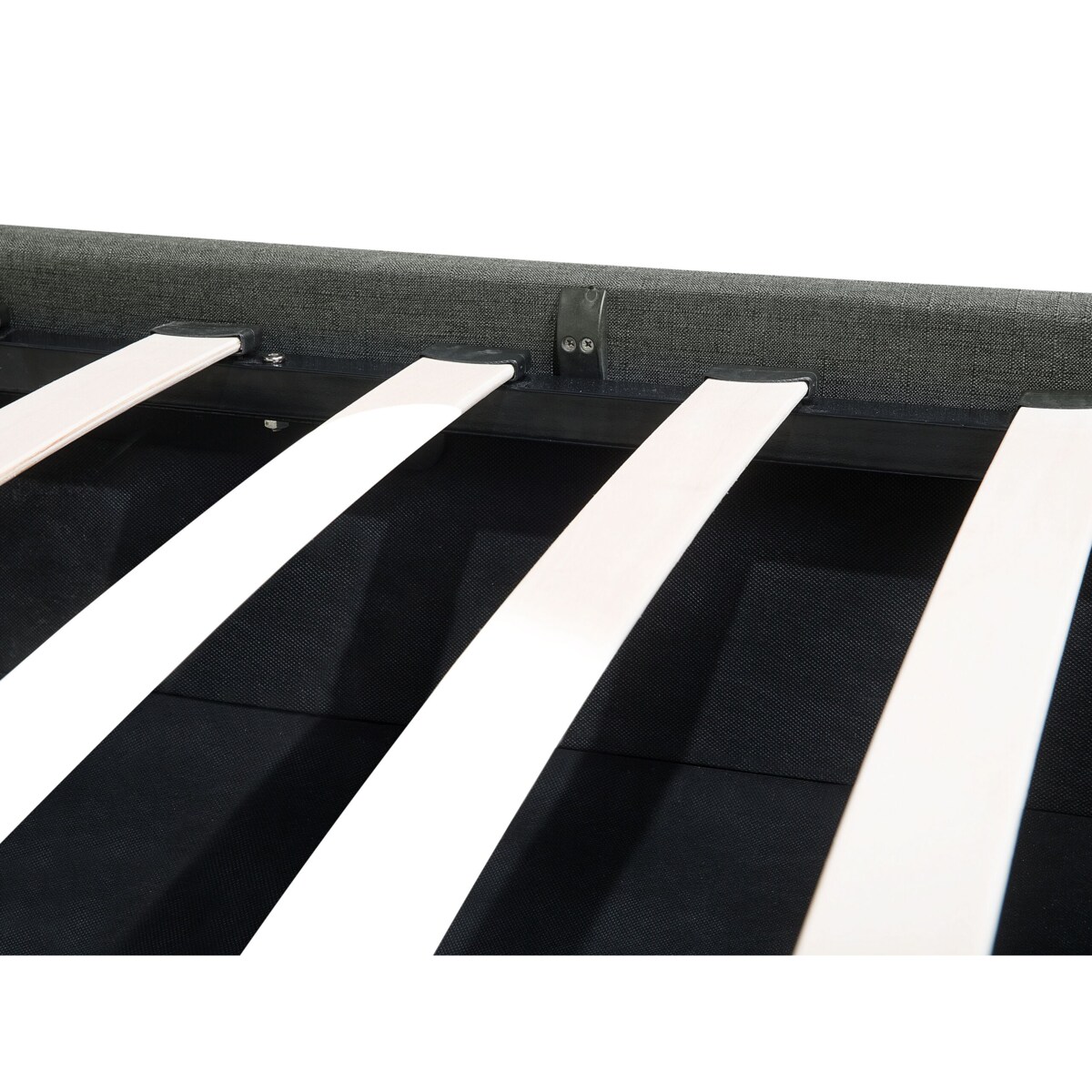 Łóżko z pojemnikiem tapicerowane 180 x 200 cm ciemnoszare RENNES