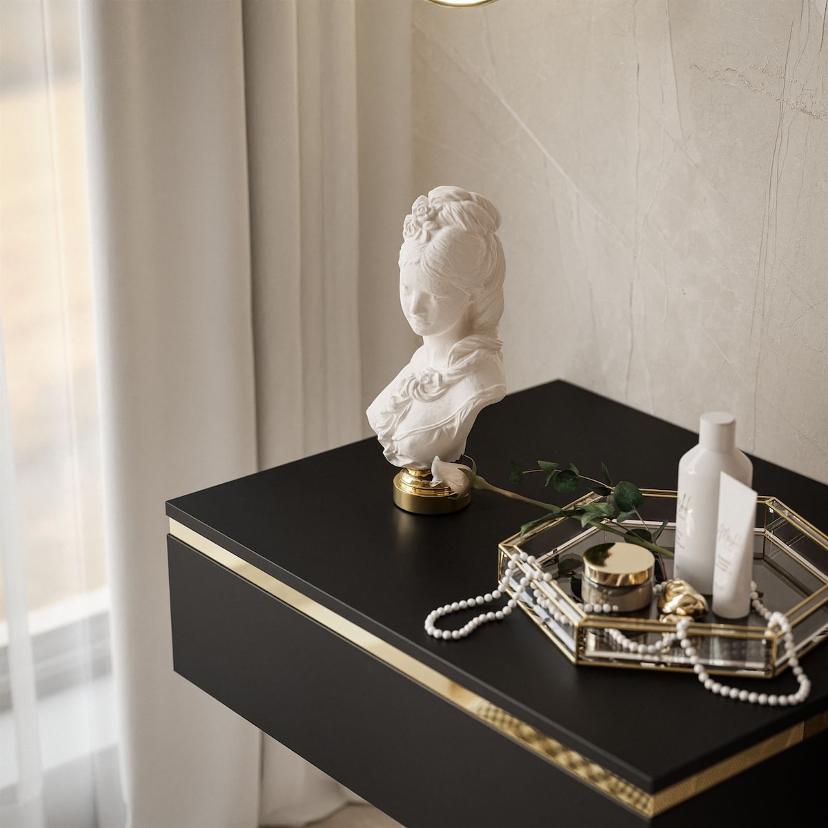 Stolik nocny AURORA wiszący czarny mat