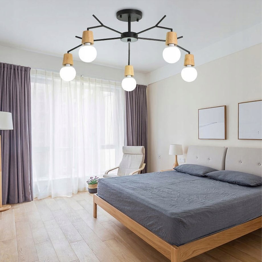 Lampa Sufitowa Wisząca Skandynawska Loft Drewno 5