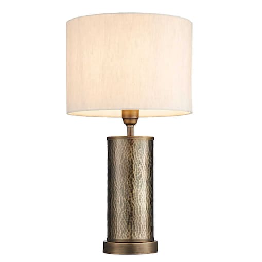 Nocna lampka z abażurem Indara 71591 Endon do sypialni brązowa beżowa