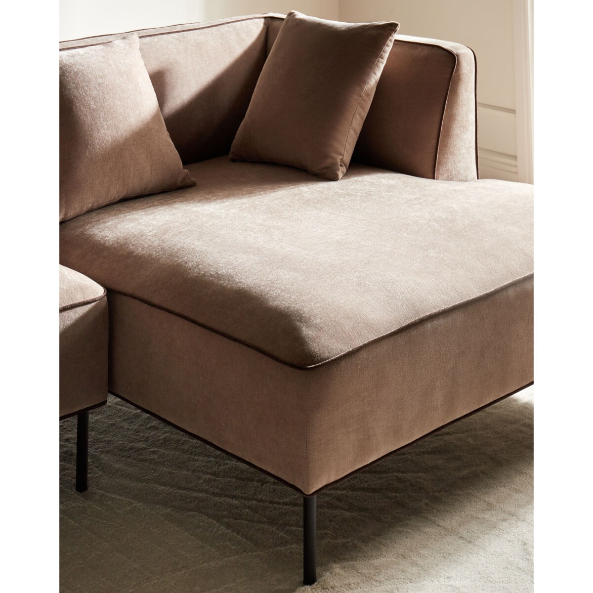 Narożnik dla 3 osób SATER Szenil Jasnobrązowy Lewostronny