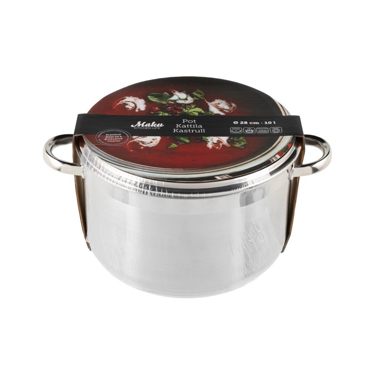 Garnek ze stali nierdzewnej z pokrywką, 10 l