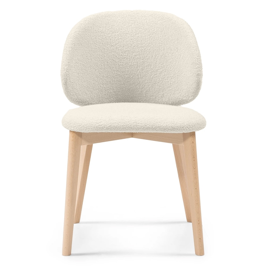 Krzesło SELMA -IV kremowe/buk/boucle 79x48x48 cm